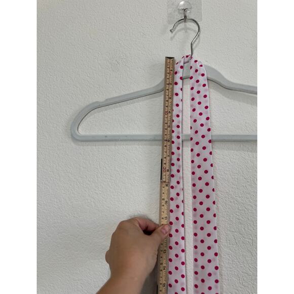 NWOT White and Pink Polkadotted Scarf Ascot Tie - Picture 2 of 6